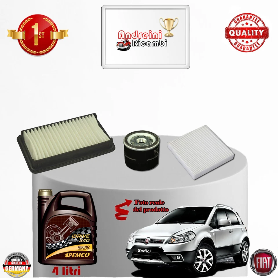 KIT TAGLIANDO FILTRI + OLIO FIAT SEDICI 1.6 16V 79KW 107CV DAL 2007 -> 2009 - Immagine 2 di 2