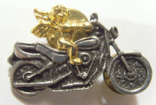 vintage Biker Angel Motorbike Motorcycle brooch collector pin 52603