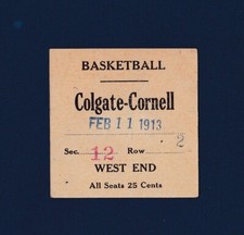 Cornell vs Colgate 1913 college basketball ticket stub -  very rare!!