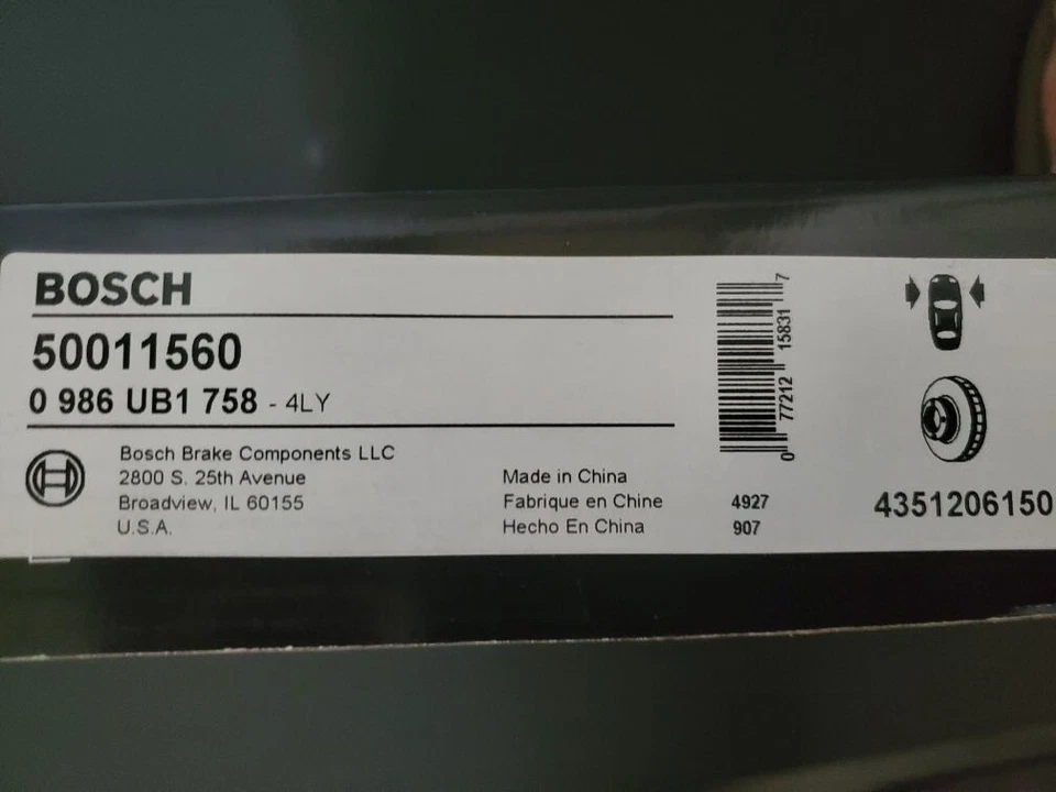 Dos rotores de freno de disco - Toyota Camry 2016 2,4 L - Bosch 50011560 Foto 3 de 4