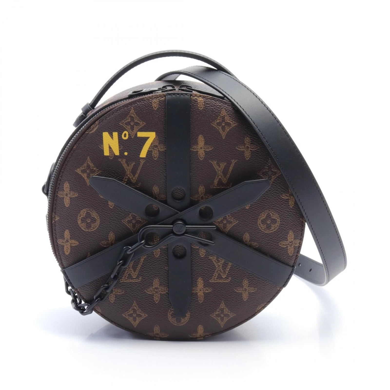 LOUIS VUITTON（LV） Borsa a tracolla Louis Vuitton Wheel Box M59706 Monogram tela pelle nera usata