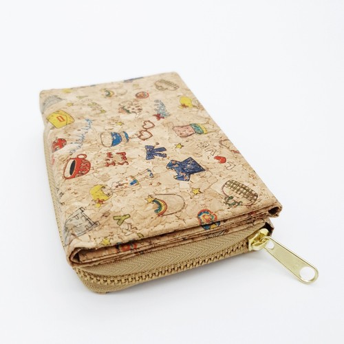Cork Tri Fold Cute Wallet Handmade Cork Material Eco-Friendly & Sustainable - Picture 7 of 19