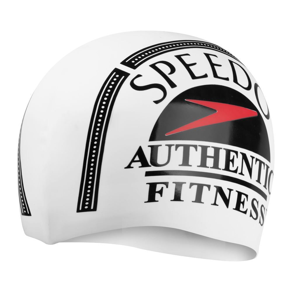 Speedo Printed Silicone Silicone Swimming Cap Swim Hat White