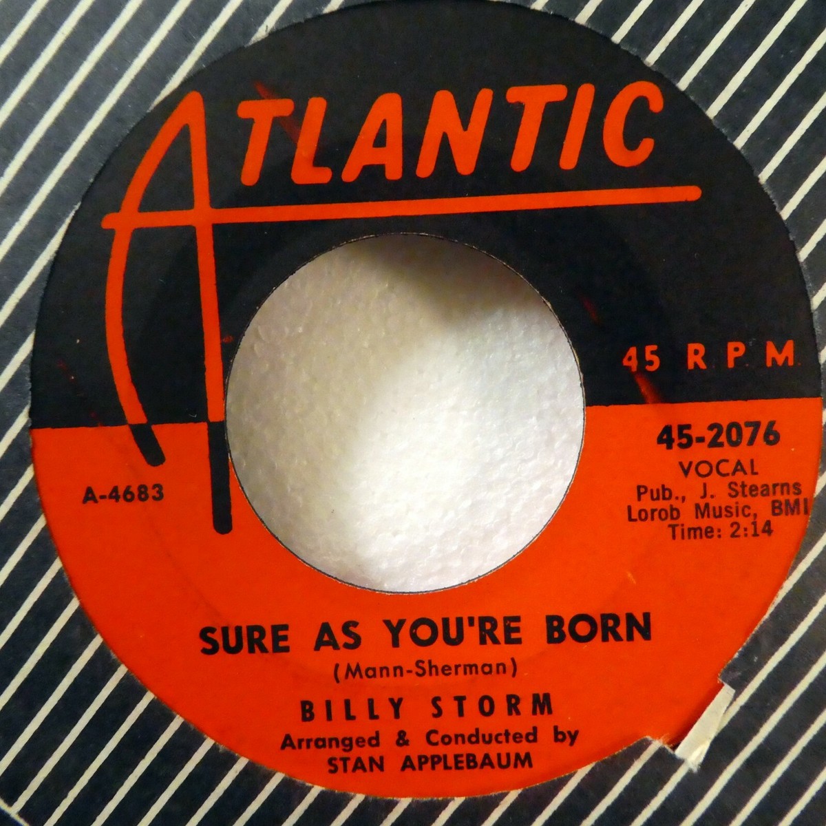 BILLY STORM 45 Sure As You're Born/In the Chapel ATLANTIC