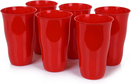 Home Reusable Plastic Cups 21 Ounce Tumbler - Pack of 6 (Red) for Party, Kids, H - Picture 8 of 12