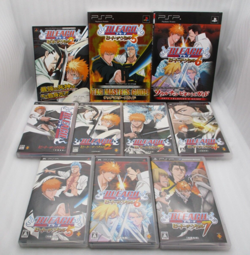 PSP Bleach Heat The Soul 1 2 3 4 5 6 7 7Games w/ 3 Guide Books Japan import - Picture 1 of 17