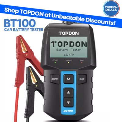 TOPDON BT100 Car Battery Tester 12V Load Tester Charging System Analyzer