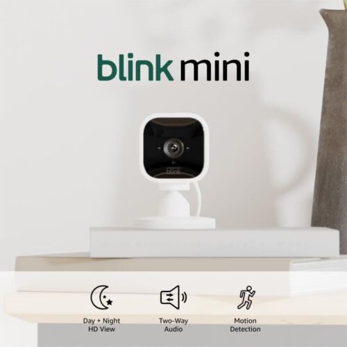 New In Box - Blink Mini Compact indoor plug-in smart security camera 1080p HD