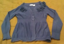 DKNY JEANS Button Down Blouse Top Sweater Long Sleeve Womens Medium M EUC Blue