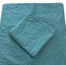 2 Michael Amini Designer Pillow Shams Teal Green 100% Cotton Euro 26 x 26