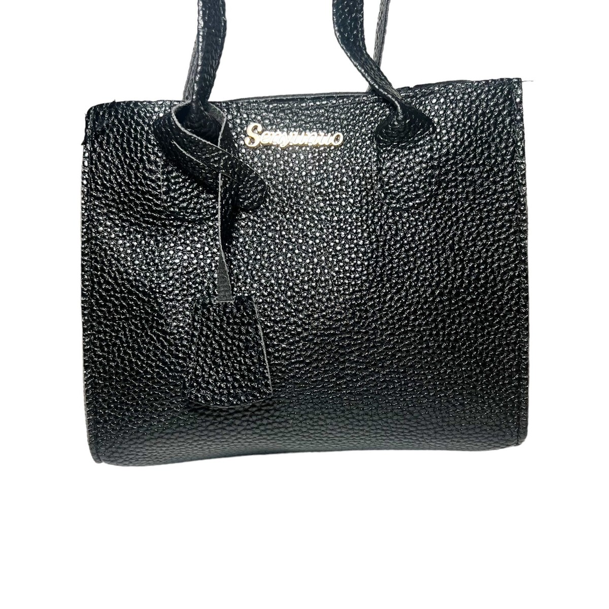 Senyunuo Women's Black Faux Vegan Leather Handbag Mini Tote
