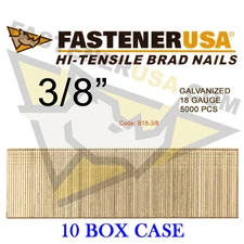 3/8" 18 Gauge Straight Brad Finish Nails 18 ga (5,000 ct) (Case of 10)
