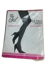On The Go Vintage Ultra Sheer Pantyhose Jet Black Size 2 New