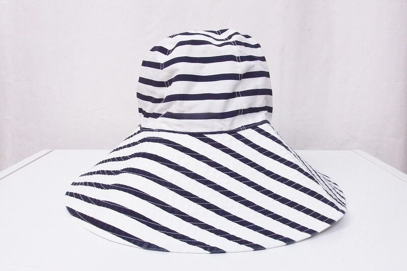 Kijima Takayuki Border Wide Brim Hat White Navy