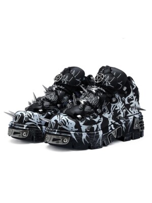 Cow Leather Punk Rock Goth Emo Spiked Tribal Sneaker Chunky
