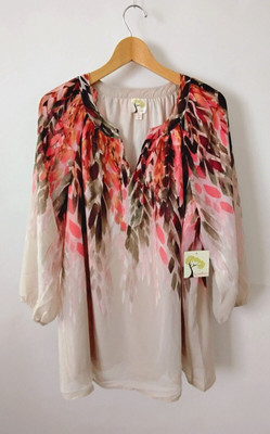 NWT Fig & Flower Anthropologie Peasant Top Blouse Plus 2X Chiffon Floral Lined
