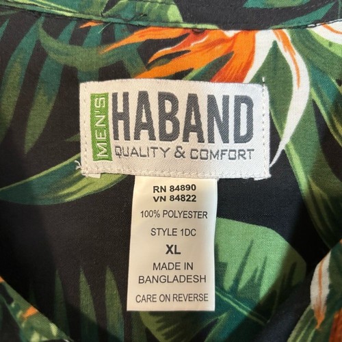 Haband Black and Orange Casual Button Down Tropical/Hawaiian Shirt Men’s Size XL - Picture 7 of 8