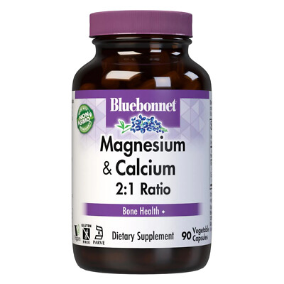 Bluebonnet Magnesium & Calcium 2:1 Ratio 90 Vegetable Capsules , Bone Health