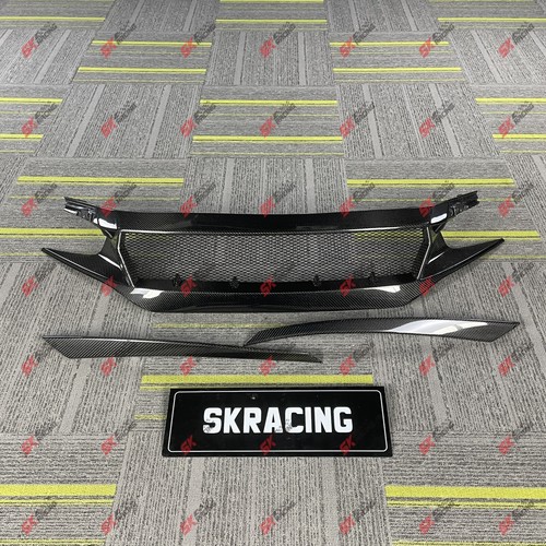 Carbon Fiber Front Bumper Mesh Center Grille for Honda Civic FK7 FK8 FC1 2016-19 - Picture 12 of 13