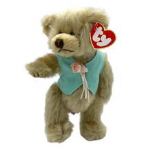 Ty Attic Treasures Collection OLIVIA Bear Blue vest Beanie Bear Jointed Posable