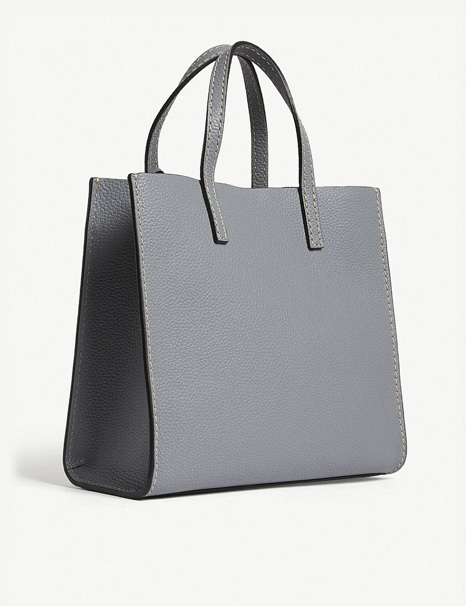 Marc Jacobs The Grind Mini Tote Bag Slate Leather Read AD