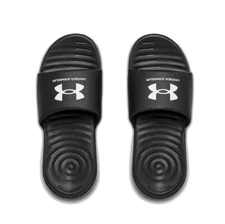 Women UA Under Armour Ansa Fixed Slides Sandals Black/White 3023772-004