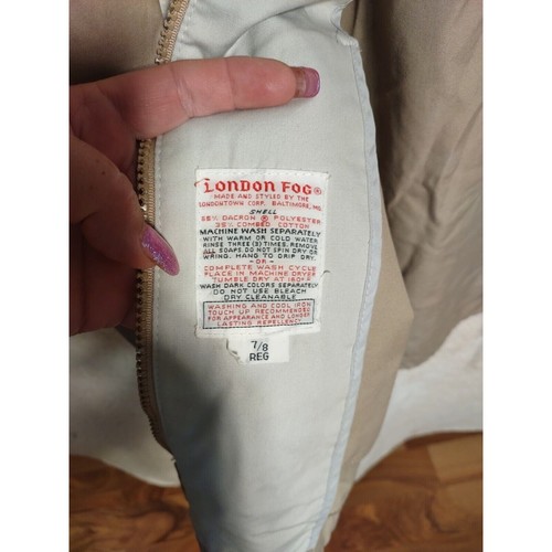 London Fog Coat Womans 7/8 Tan Casual Jacket With Hood Outdoor Cool Weather Coat - Picture 6 of 12