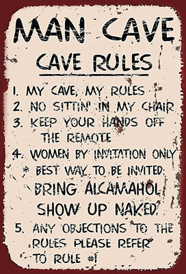 Blechschild 20x30  Man cave my cave my rules  Wand Deko Bar Kneipe Cafe Sammler
