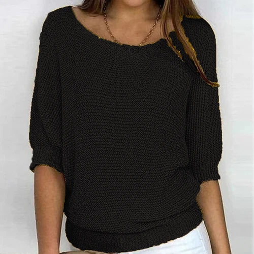Damen Pullover Oberteile Einfarbig Pulli Frauen Locker - Bild 19 von 46