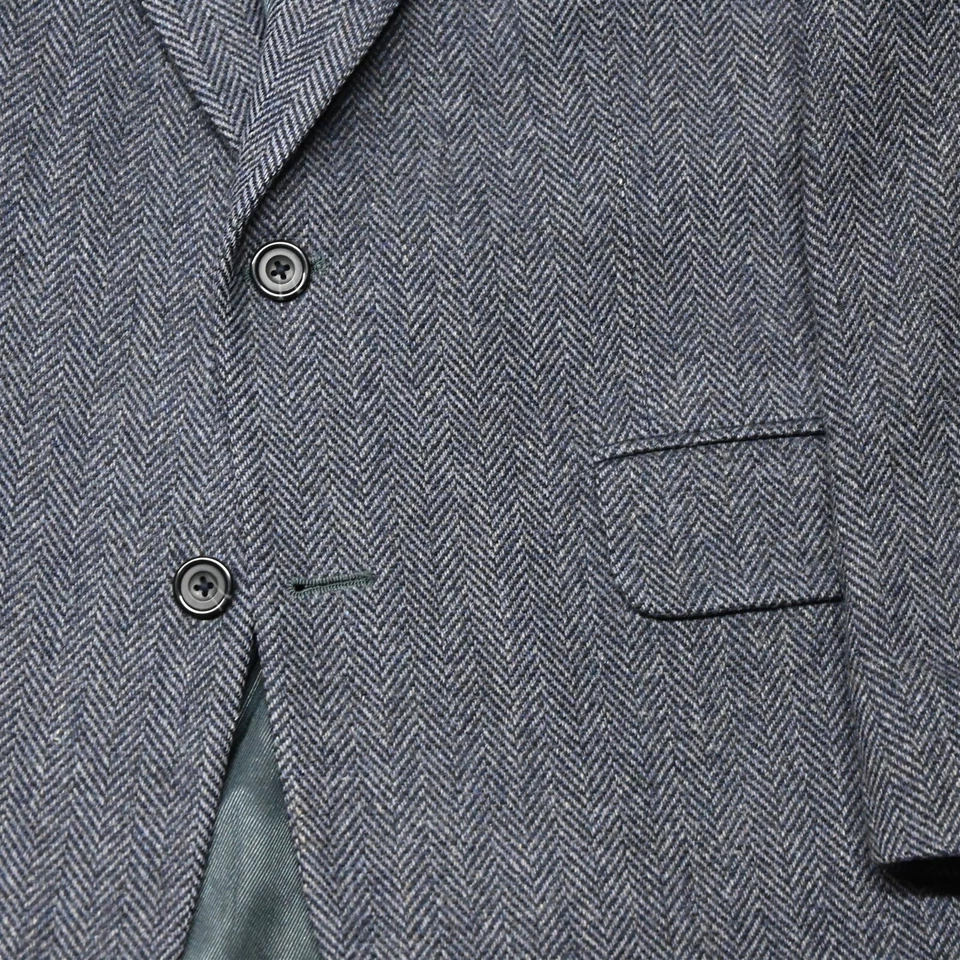 Chaqueta Blazer Abrigo Deportivo De Colección Oscar de la Renta 42R Azul Espiga Tweed Para Hombre Foto 3 de 4