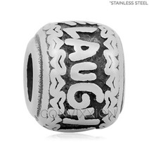STAINLESS Steel European Charm Bead Live Love Laugh Quote Words Saying Gift