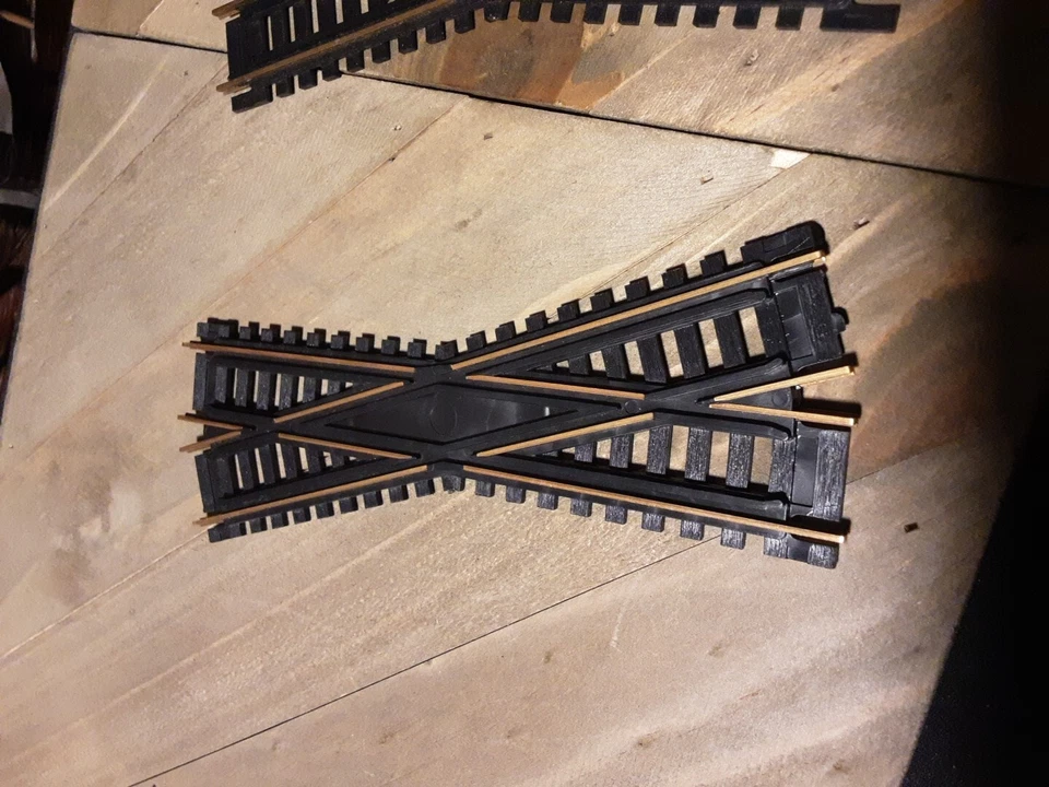 3 Atlas Ho Black and Brass Crossing Tracks, Two #6, 19° and One 30° Snap 6 Inch - Image 2 of 4