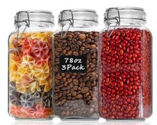  125 Glass Food Storage Jars with Airtight Clamp Lids, 3 Pack Large Kitchen