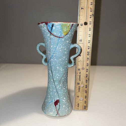 Unique Unusual Art Pottery Mid Century Modern Speckled Vase Italy - Picture 10 of 15