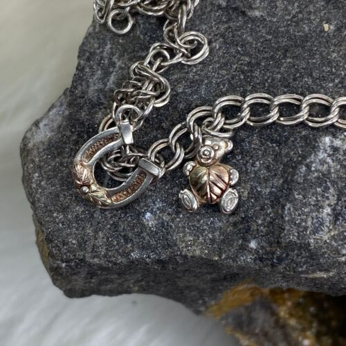 Coleman Co. Black Hills Gold Sterling & 12K Gold Charm Bracelet 7" - Picture 3 of 12