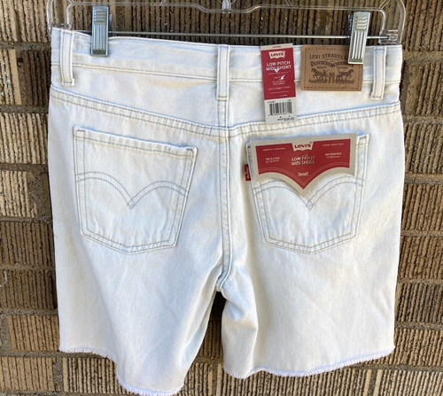 NEW Levi's Girls Kids Size 14 Low Pitch Midi Denim Jean Shorts Flower Accent - Picture 6 of 6