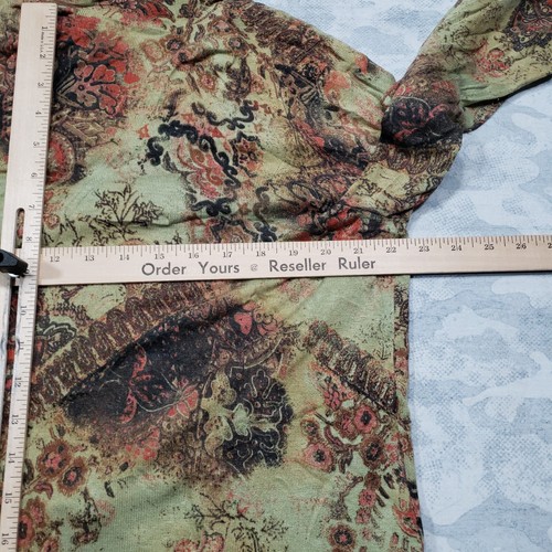 Chicos Cardigan Top Womens 3 Green Open Front Floral Print Long Sleeve - Picture 9 of 10