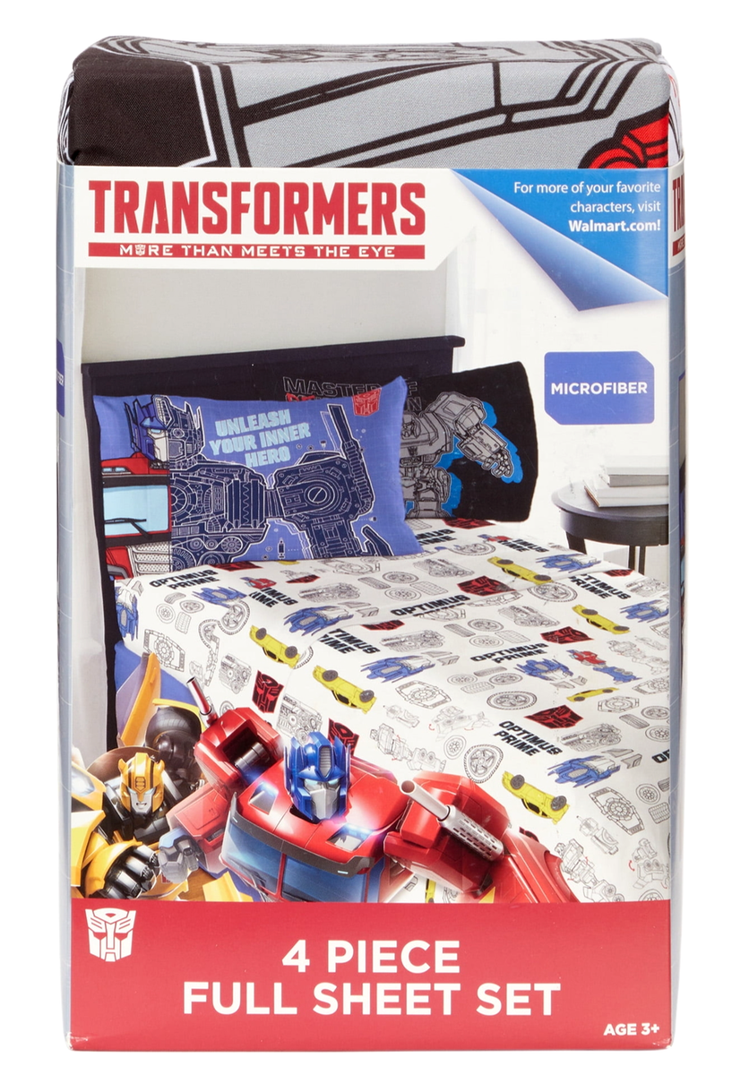 80' Transformers flat sheetsトランスフォーマーシーツ TRANSFORMERS 4pc Full Sheet Set 1 Fitted 1 Flat Sheet 2 Pillowcase
