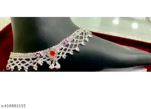 Silver Plated Ankle Chain for Women - Elegant Indian Payal Foot Bracelet-image