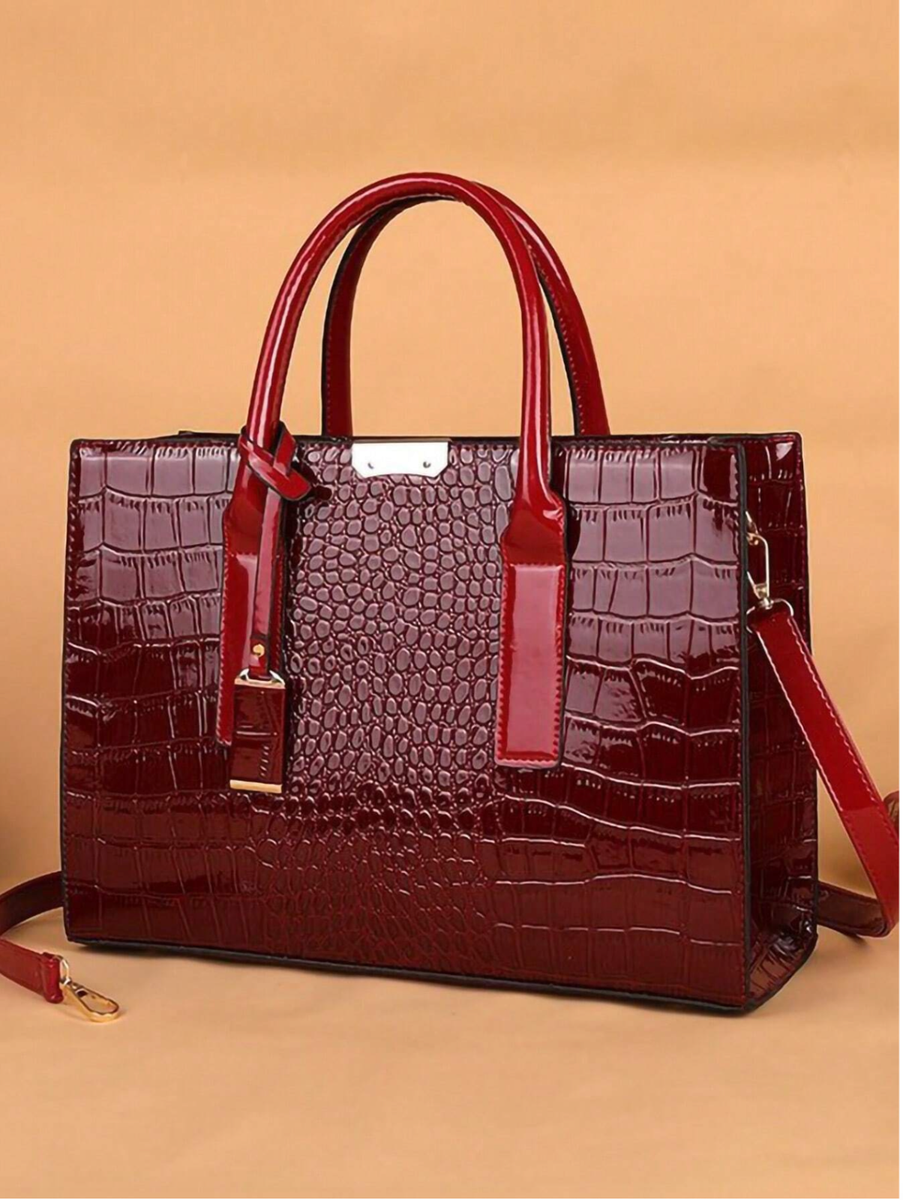 Elegant Burgundy Textured Handbag Elegant Burgundy Textured Handbag - Stylish Tote for  main image 4