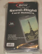 Pack of 50 BCW Semi Rigid 4x6 Photo Card / Postcard Holders sleeves