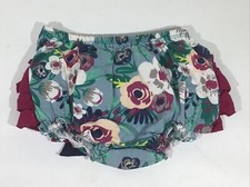 Ruffle Butts Infant Size 6-12 Months Blue Floral Cotton Diaper Cover YS-572