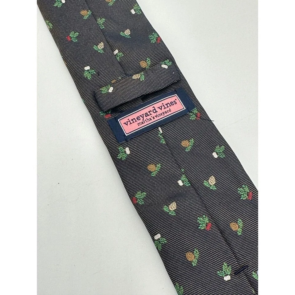 Corbata de seda Vineyard Vines para hombre marrón oscuro invierno verde floral NUEVA Foto 4 de 4