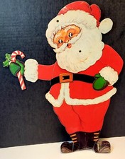 Santa Claus Riveted Head Arms Vintage Cardboard Cut Out Christmas Vintage