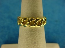 STERLING SILVER W/GOLD VERMEIL BAND RING WITH CHAIN PATTERN - SIZE 5 - NICE