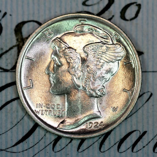 * 1924-P * SUPERB+ GEM BU MS MERCURY SILVER DIME * FROM ORIGINAL COLLECTION