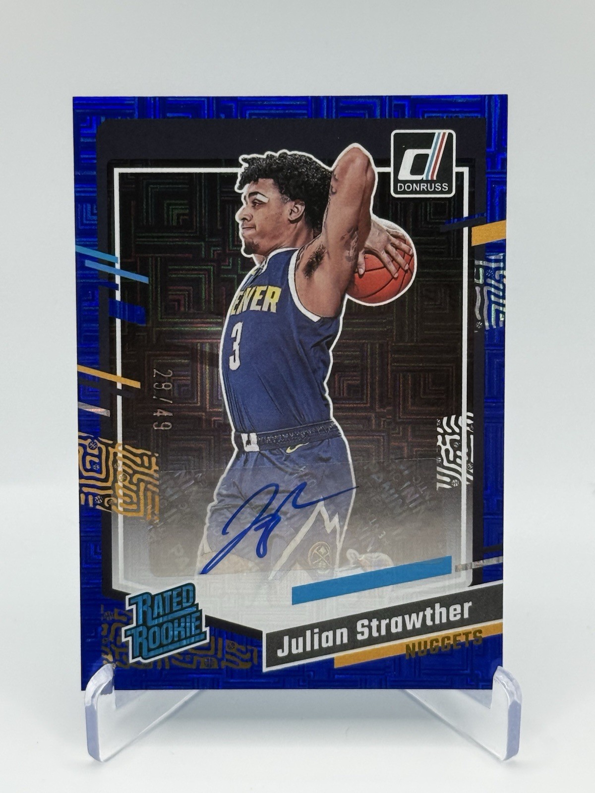 2023-24 Panini Donruss Rated Rookie Julian Strawther #242 Choice Blue /49 (RC)
