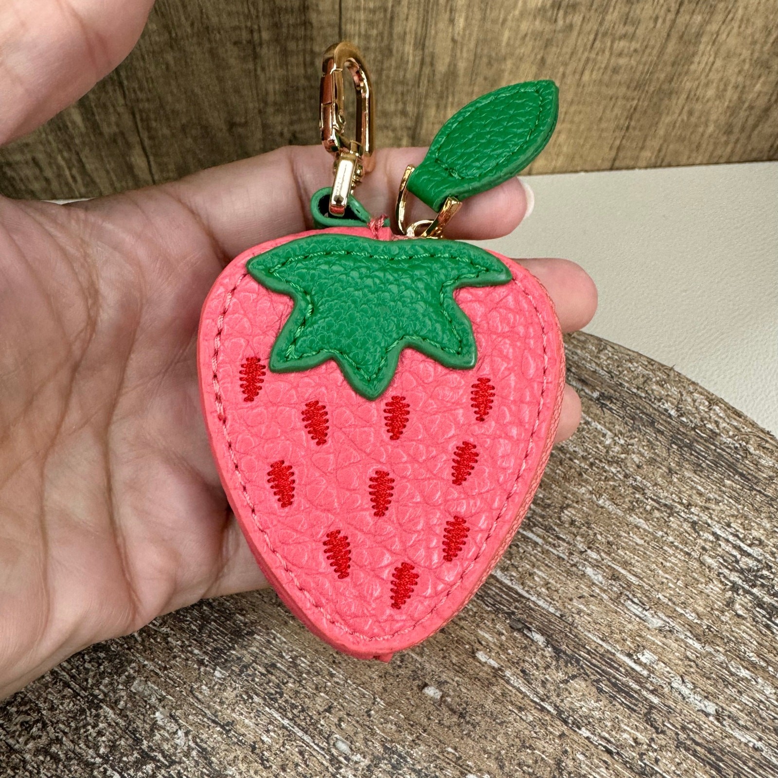 Vegan Leather Strawberry Bag Charm