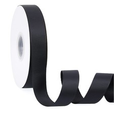 Black Double Faced Grosgrain Ribbon 1 inch x 50 Yards for Gift Wrapping Crafts