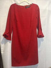 KARL LAGERFELD SIZE 4 Red Sheath Ruffled Layer Sleeves Lined Back Vent